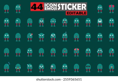 Set of user avatar Cute Monster Emoji Sticker Icon Set – Expressive Cartoon Faces Cute Monster for Social Media, Apps, and Creative Designs