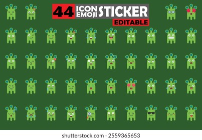 Set of user avatar Cute Monster Emoji Sticker Icon Set – Expressive Cartoon Faces Cute Monster for Social Media, Apps, and Creative Designs