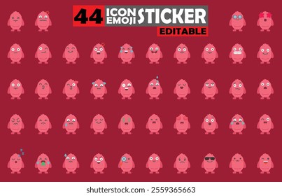 Set of user avatar Cute Monster Emoji Sticker Icon Set – Expressive Cartoon Faces Cute Monster for Social Media, Apps, and Creative Designs