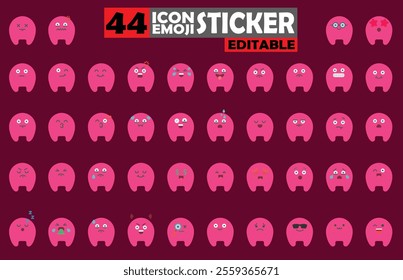 Set of user avatar Cute Monster Emoji Sticker Icon Set – Expressive Cartoon Faces Cute Monster for Social Media, Apps, and Creative Designs