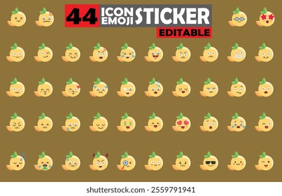 Set of user avatar Cute Orange Emoji Sticker Icon Set – Expressive Cartoon Faces Cute Orange for Social Media, Apps, and Creative Designs