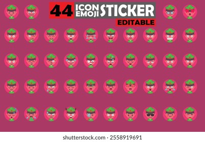 Set of user avatar Cute Policeman Emoji Sticker Icon Set – Expressive Cartoon Faces Cute Policemanfor Social Media, Apps, and Creative Designs