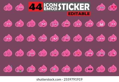 Set of user avatar Cute Pomegranate Emoji Sticker Icon Set – Expressive Cartoon Faces Cute Pomegranate for Social Media, Apps, and Creative Designs