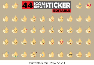 Set of user avatar Cute Quince Emoji Sticker Icon Set – Expressive Cartoon Faces Cute Quince for Social Media, Apps, and Creative Designs