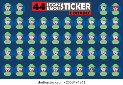 Set of user avatar Cylist Woman Emoji Sticker Icon Set – Expressive Cartoon Faces Cylist Woman for Social Media, Apps, and Creative Designs