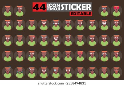 Set of user avatar Fitness Emoji Sticker Icon Set – Expressive Cartoon Faces Fitness for Social Media, Apps, and Creative Designs