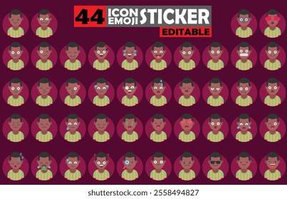 Set of user avatar Football Player Emoji Sticker Icon Set – Expressive Cartoon Faces Football Player for Social Media, Apps, and Creative Designs