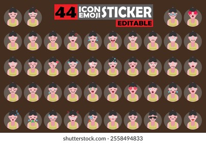 Set of user avatar Gymnast Emoji Sticker Icon Set – Expressive Cartoon Faces Gymnast for Social Media, Apps, and Creative Designs