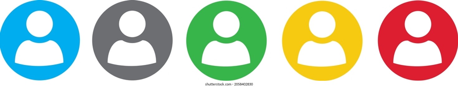 Set user avatar icon, button, profile symbol, flat person icon – stock vector