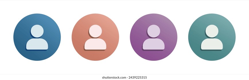 Set user avatar icon, button, profile symbol, flat person icon – stock , vector illustration.