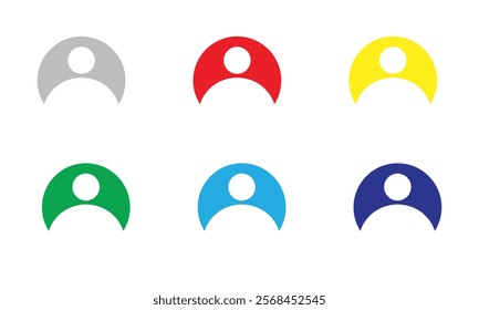 Set user avatar icon, button, profile symbol, flat person icon, isolated on transparent background. 
