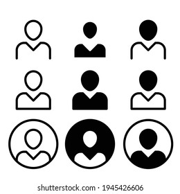 Set von Benutzer, Avatar-Linie und Glyph-Symbol. Einfache Kontur und solider Stil. Mensch, Login, Person, Mensch, Menschen, neutral, Single, Head Konzept für Web-Design. Vektorgrafik einzeln. EPS10.