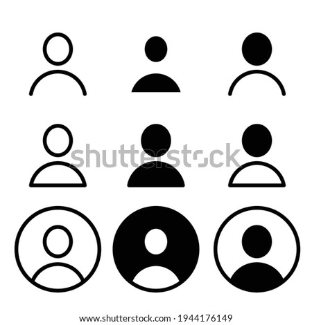 Set of user and avatar line and glyph icon. Simple outline and solid style. Human, login, person, man, people, neutral, single, head concept for web design. Vector illustration isolated. EPS 10.