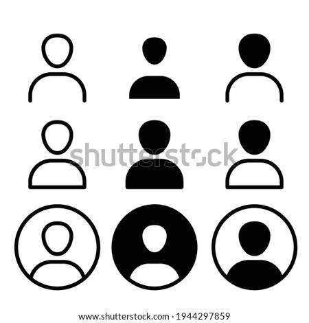 Set of user and avatar line and glyph icon. Simple outline and solid style. Human, login, person, man, people, neutral, single, head concept for web design. Vector illustration isolated. EPS 10.