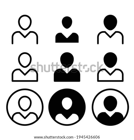 Set of user and avatar line and glyph icon. Simple outline and solid style. Human, login, person, man, people, neutral, single, head concept for web design. Vector illustration isolated. EPS 10.