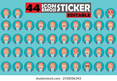 Set of User Avatar Manager Emoji Sticker Icon Set – Expressive Cartoon Faces Manager for Social Media, Apps, and Creative Designs