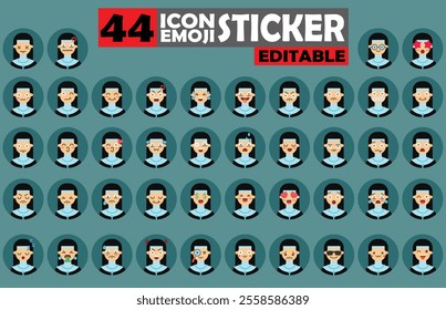 Set of User Avatar nun Emoji Sticker Icon Set – Expressive Cartoon Faces nun for Social Media, Apps, and Creative Designs
