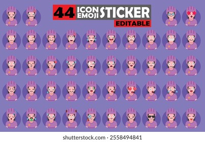 Set of user avatar Rollers Emoji Sticker Icon Set – Expressive Cartoon Faces Rollers for Social Media, Apps, and Creative Designs