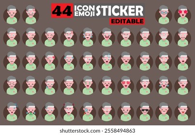 Set of user avatar Tennis Player Emoji Sticker Icon Set – Expressive Cartoon Faces Tennis Player for Social Media, Apps, and Creative Designs