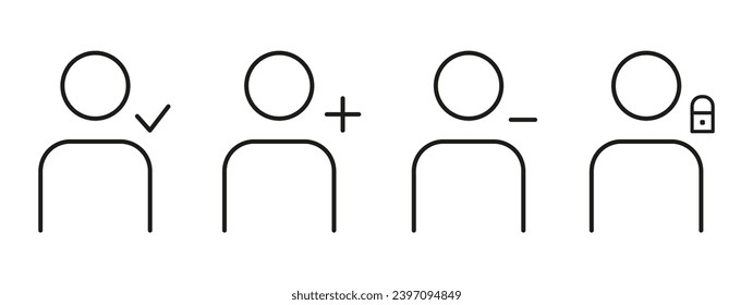 Set User Check Icon. Vector Graphics