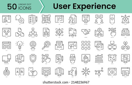 Set of user experience icons. Line art style icons bundle. vector illustration