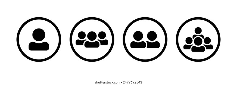 Set of user icon collection. User avatar icon with circle. Vector Illustration. 