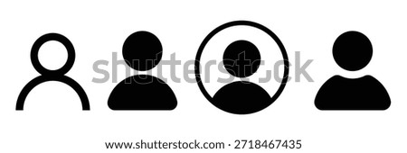 Set of user icon collection with circle. Different style user symbol.