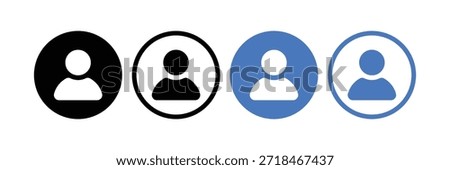 Set of user icon collection with circle. Different style user symbol.