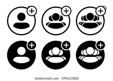 Set of user icon. New profile account. Add new friend. Create group team symbol. Illustration vector