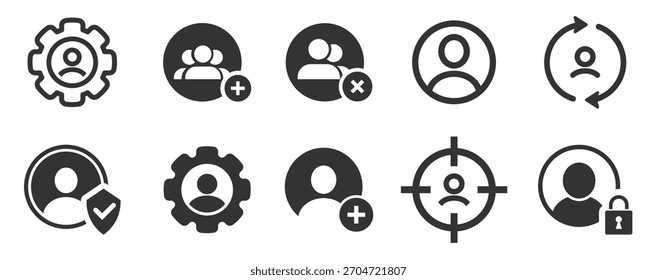 Ícone de conjunto de usuários. Perfil de avatar da pessoa. Adicionar usuário. Ilustração vetorial.