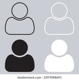 Set of User icon. Profile icon sign symbol in trendy flat style. Profile vector icon illustration isolated on gray background