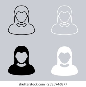 Set of User icon. Profile icon sign symbol in trendy flat style. Profile vector icon illustration isolated on gray background
