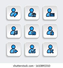 Set of User icon with trendy filled line style icon for web, logo, app, UI design. isolated on white background. vector illustration eps 10