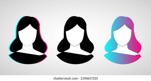 Set of user Icon - Woman - Female. Profile Avatar. Symbol illustration. Icon in the style of a popular social network. Icon for social media. EPS10
