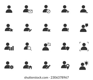 set of user icons,  personal, identity