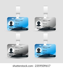 Set of user id card realistic with male and female photo templates isolated vector illustration