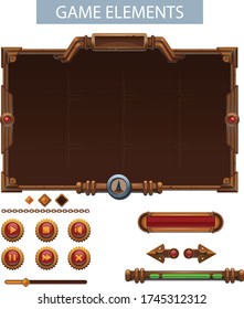 Set of user interface elements for mobile games, steampunk style