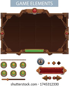 Set of user interface elements for mobile games, steampunk style