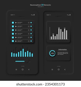 A set of user interface elements for a mobile application in black and red. A set of user interface icons for the Internet, social networks, and business. Vector illustration.
