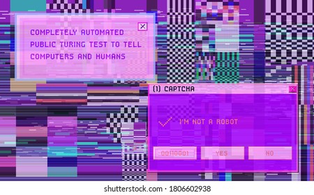 Set of user interface elements in vintage retrowave style.
