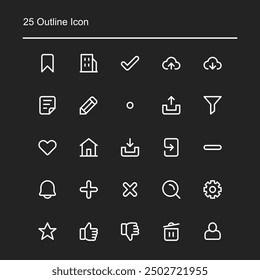 set of user interface icon design, with white lines and various shapes