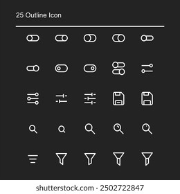 set of user interface icon design, with white lines and various shapes