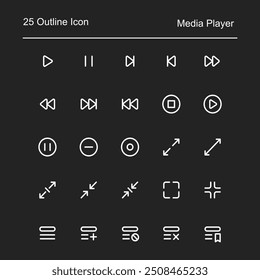 conjunto de design de ícone da interface do usuário, com linhas brancas e várias formas