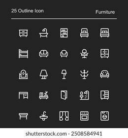 conjunto de design de ícone da interface do usuário, com linhas brancas e várias formas