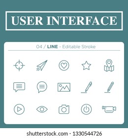 set of user interface icons in line