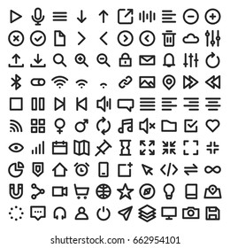 Set of user interface icons on bold line style