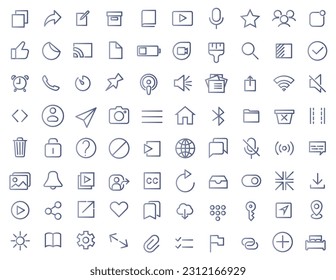 A set of user interface icons that can be used for commercial purposes. Thin line vector in blue gradient. ESP 10.