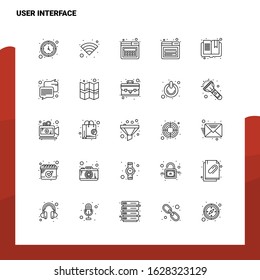 Set of User Interface Line Icon set 25 Icons. Vector Minimalism Style Design Black Icons Set. Linear pictogram pack.