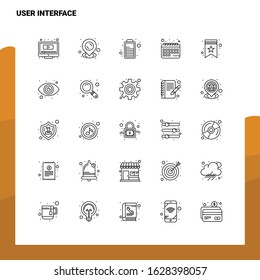 Set of User Interface Line Icon set 25 Icons. Vector Minimalism Style Design Black Icons Set. Linear pictogram pack.