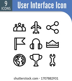 set of  user interface linear icon.